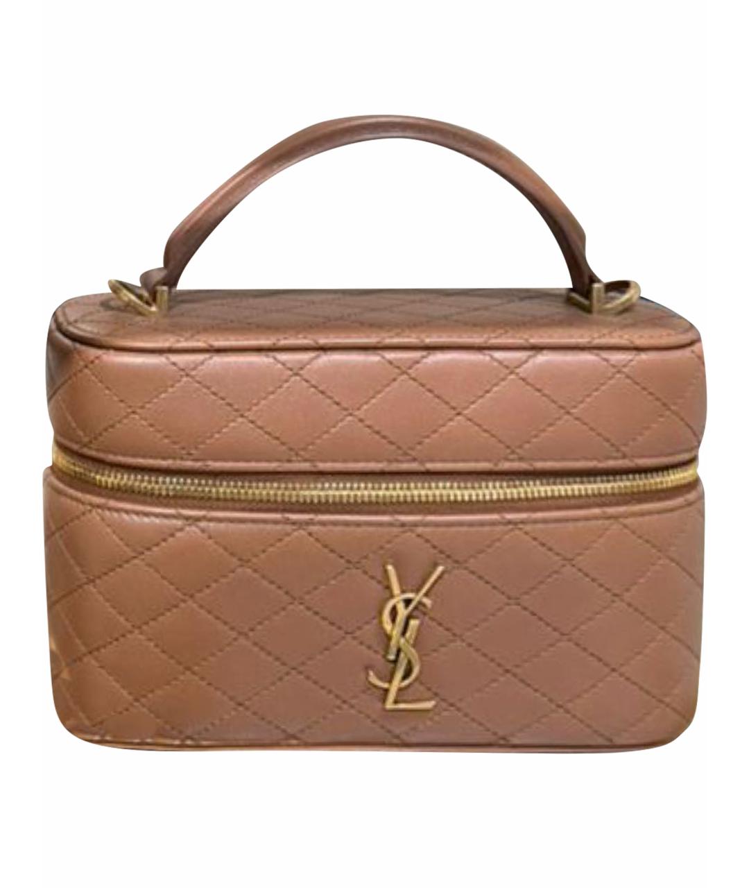 SAINT LAURENT Бежевая кожаная сумка через плечо, фото 1