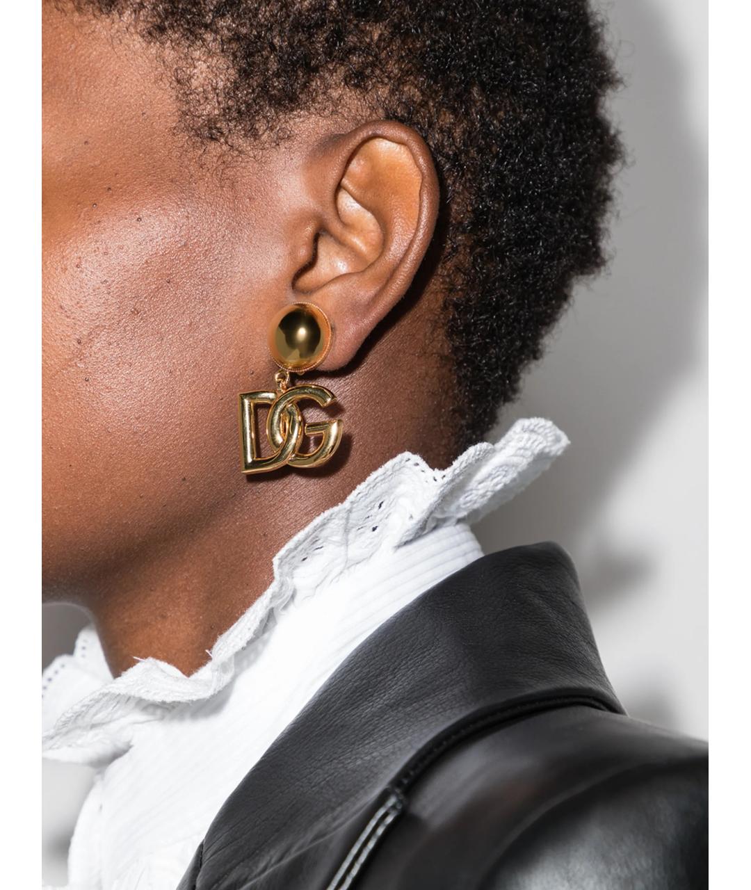 DOLCE&GABBANA Золотые металлические серьги, фото 5