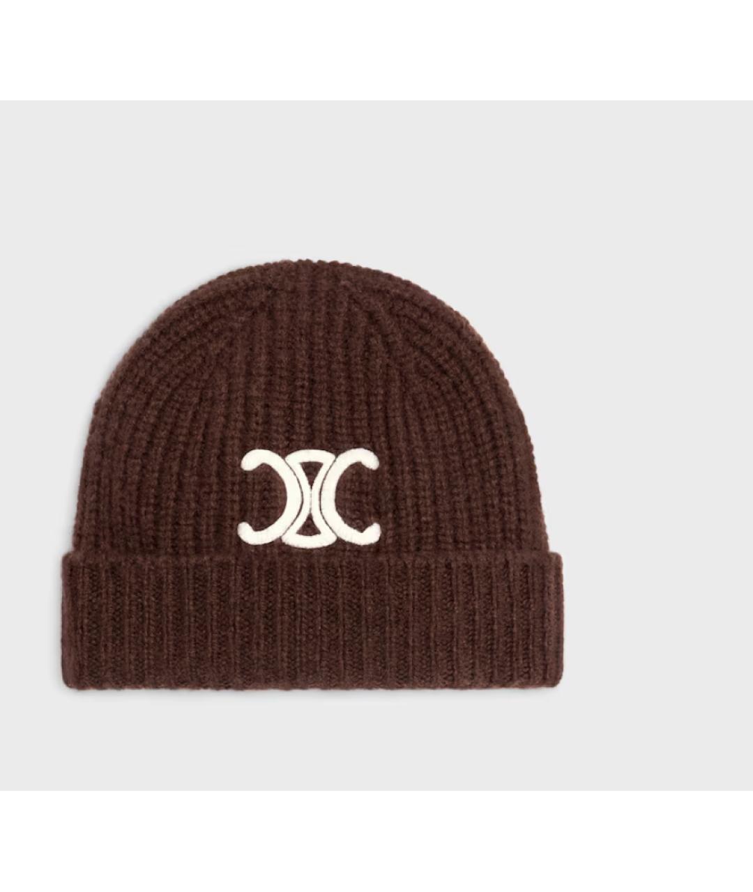 CELINE Коричневая кашемировая шапка, фото 4