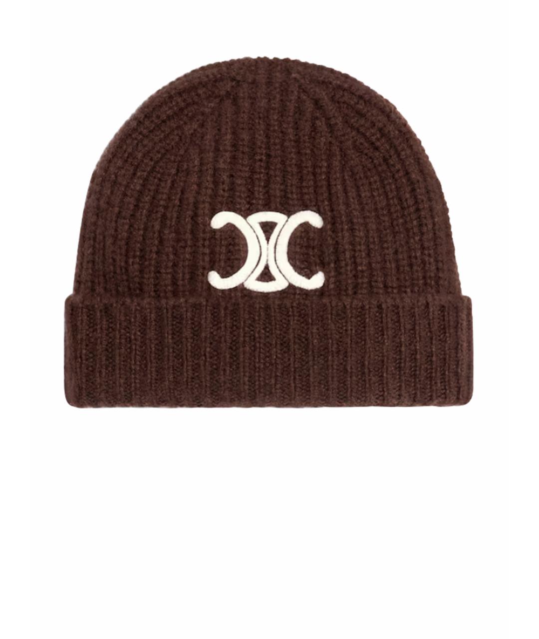 CELINE Коричневая кашемировая шапка, фото 1