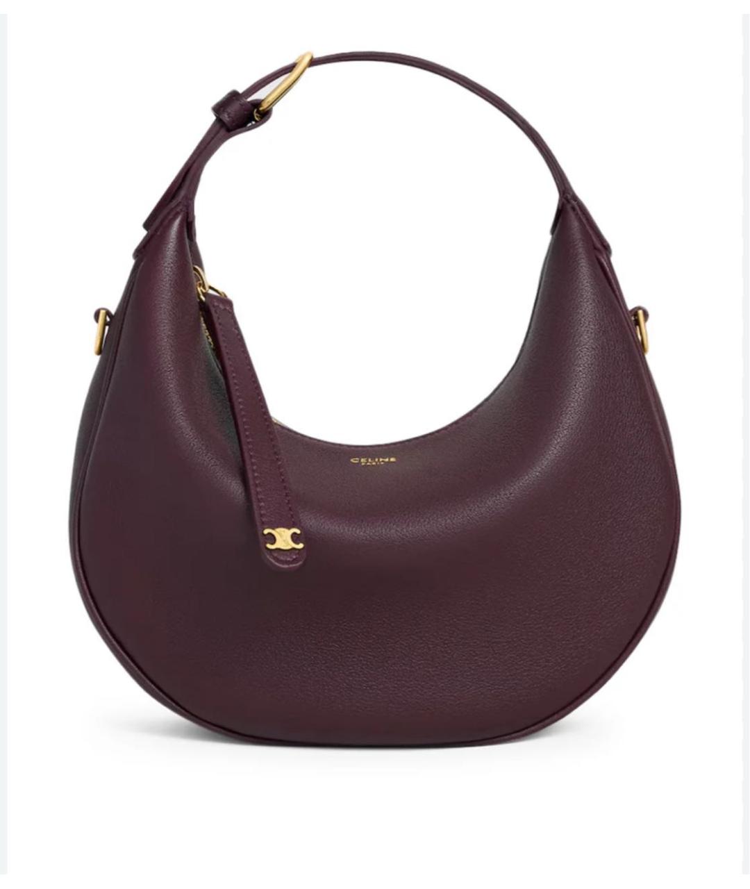 CELINE Бордовая кожаная сумка через плечо, фото 3
