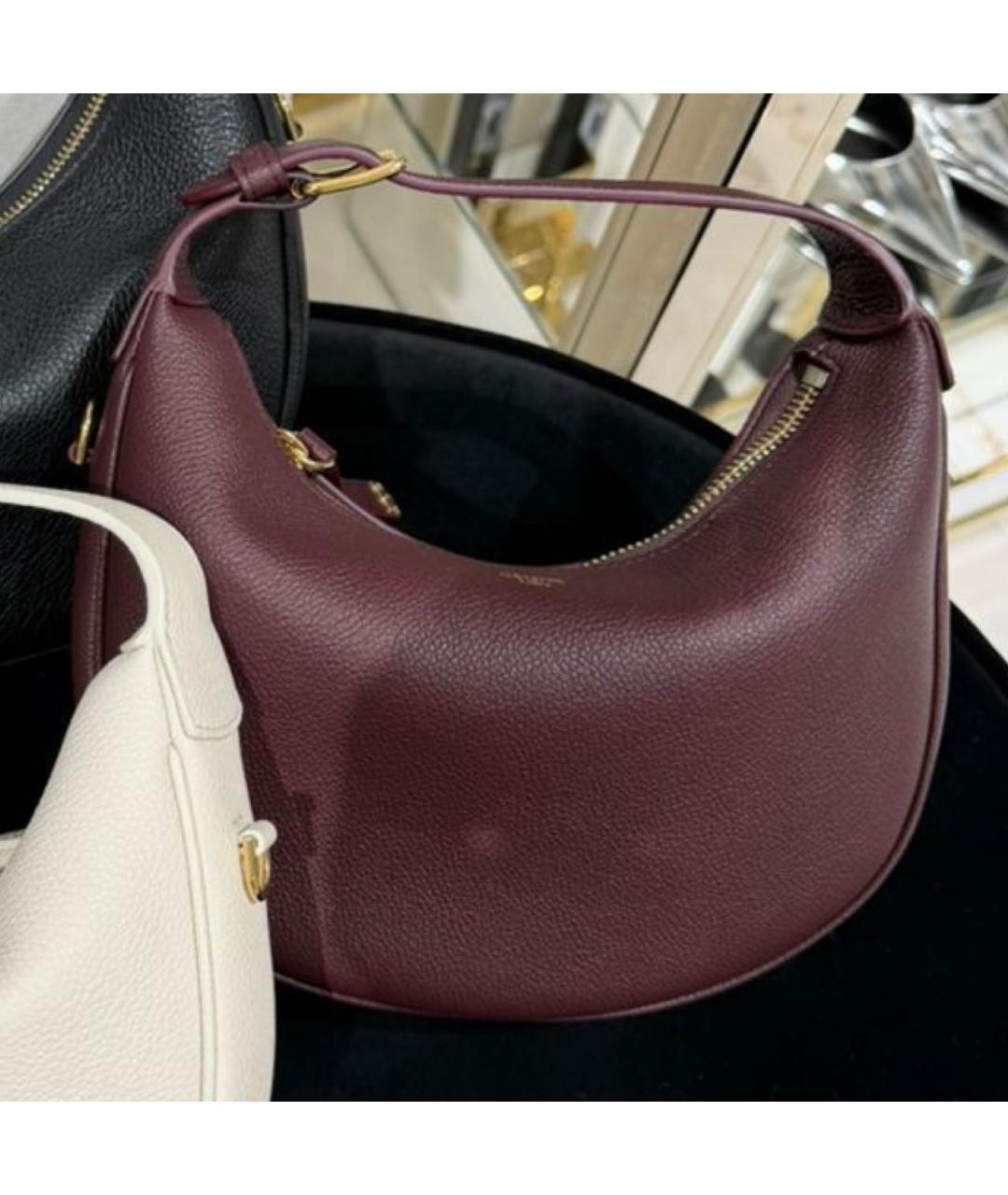 CELINE Бордовая кожаная сумка через плечо, фото 2