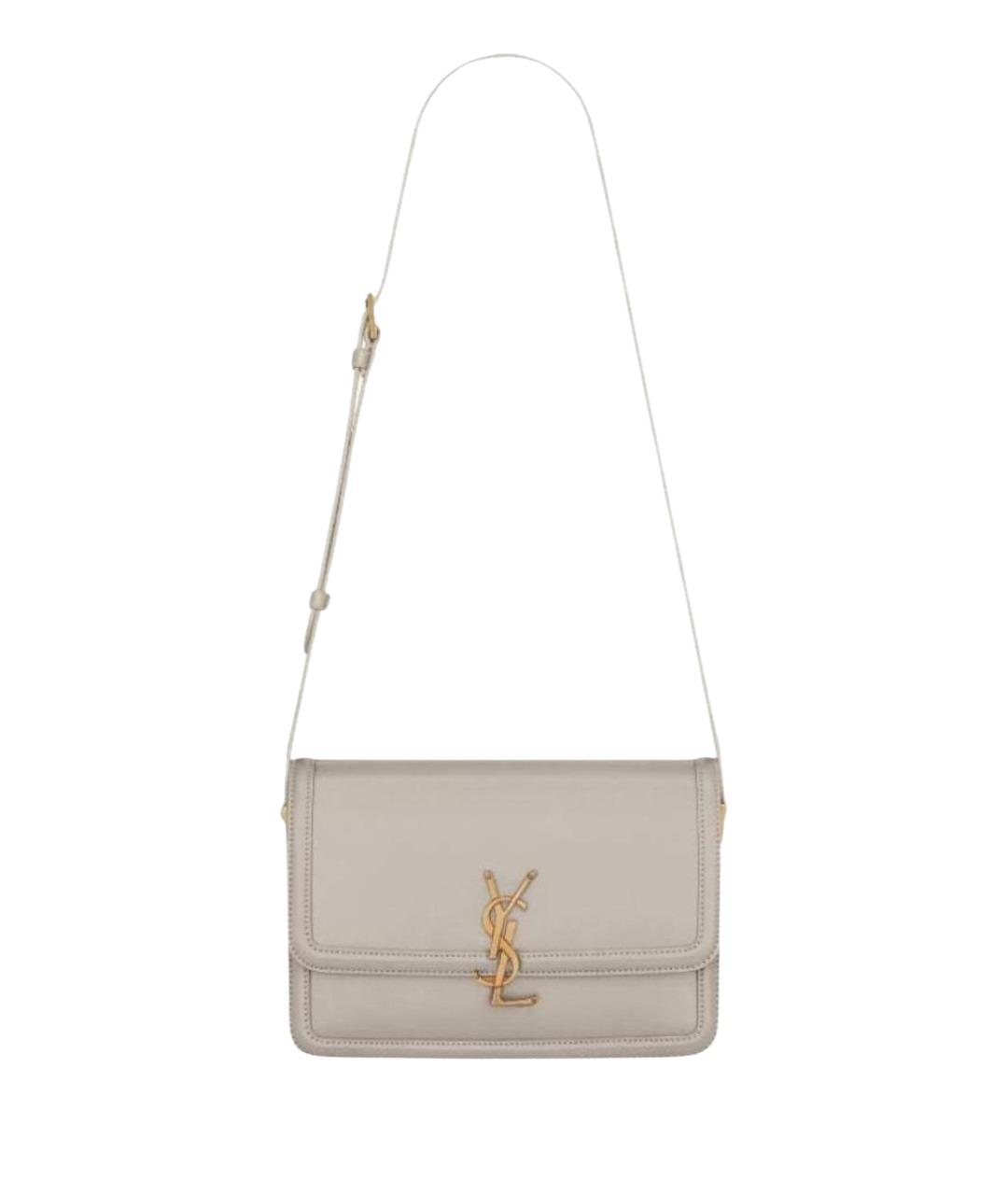 SAINT LAURENT Бежевая кожаная сумка через плечо, фото 1