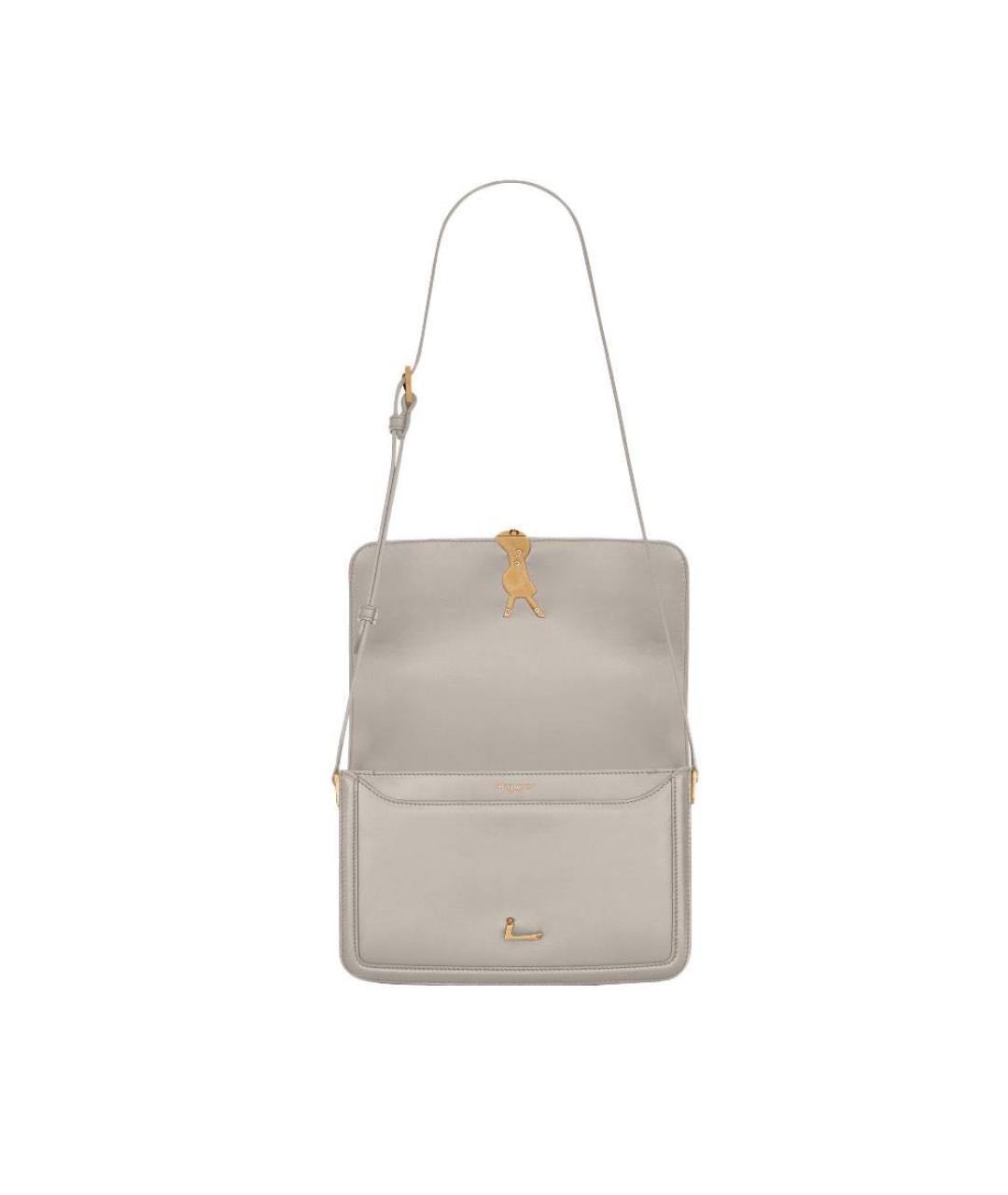 SAINT LAURENT Бежевая кожаная сумка через плечо, фото 3