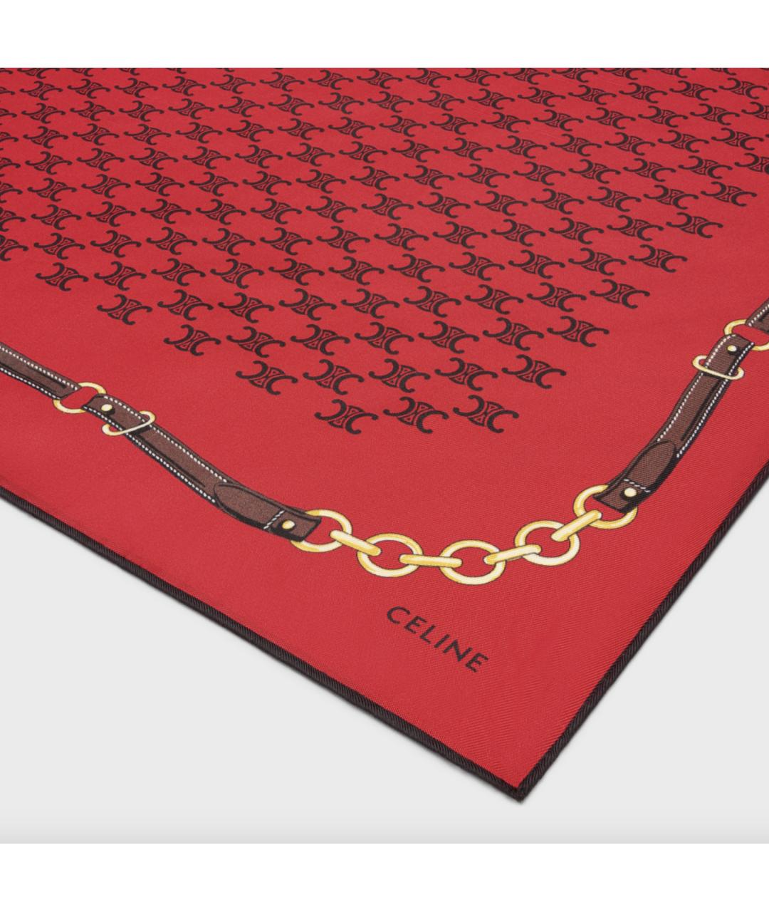 CELINE Красный шелковый платок, фото 2