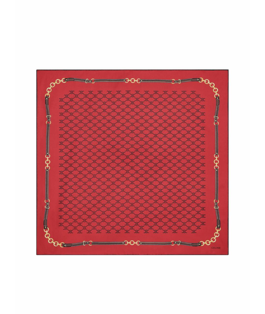 CELINE Красный шелковый платок, фото 1