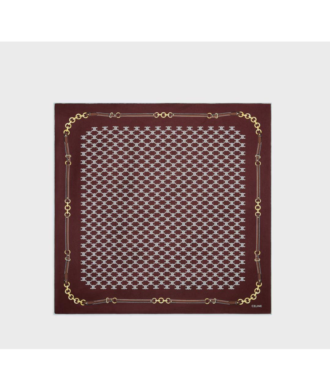 CELINE Коричневый шелковый платок, фото 4
