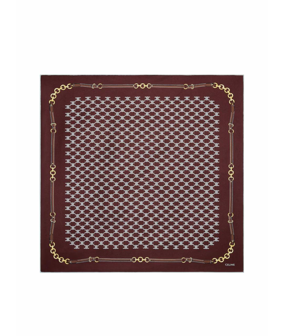 CELINE Коричневый шелковый платок, фото 1