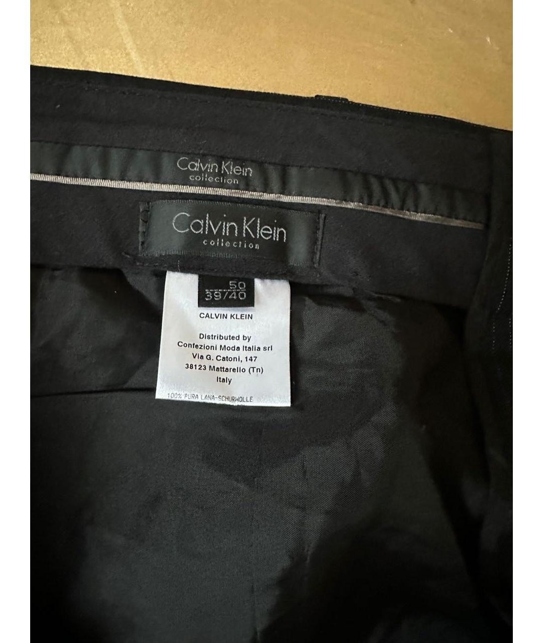 CALVIN KLEIN Черные шерстяные классические брюки, фото 4