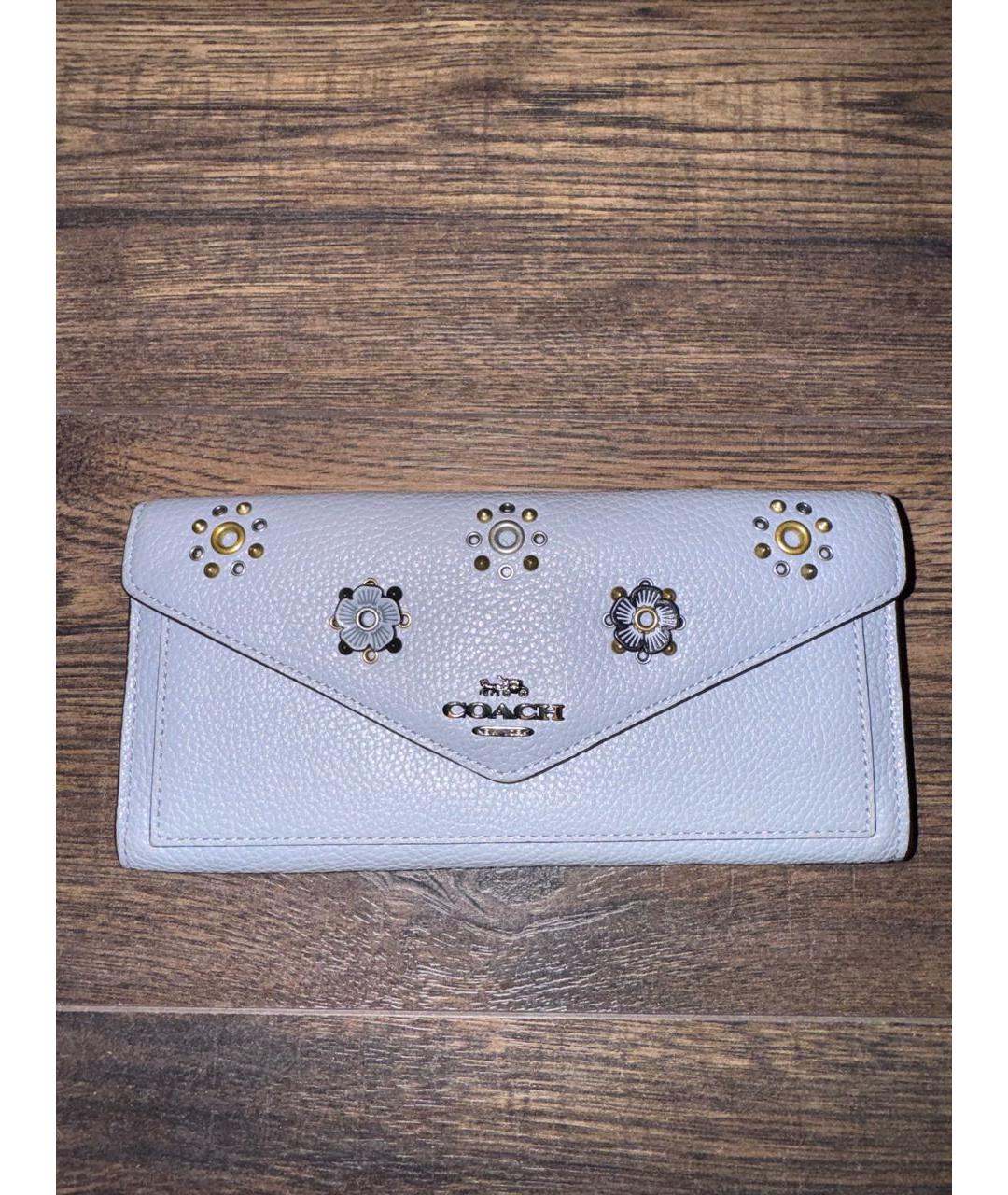 COACH Голубой кожаный кошелек, фото 9