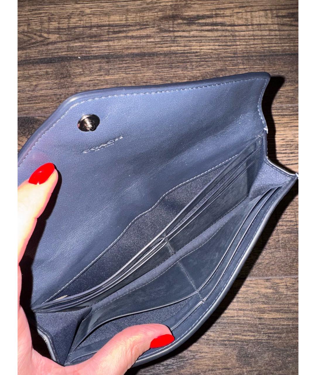 COACH Голубой кожаный кошелек, фото 4