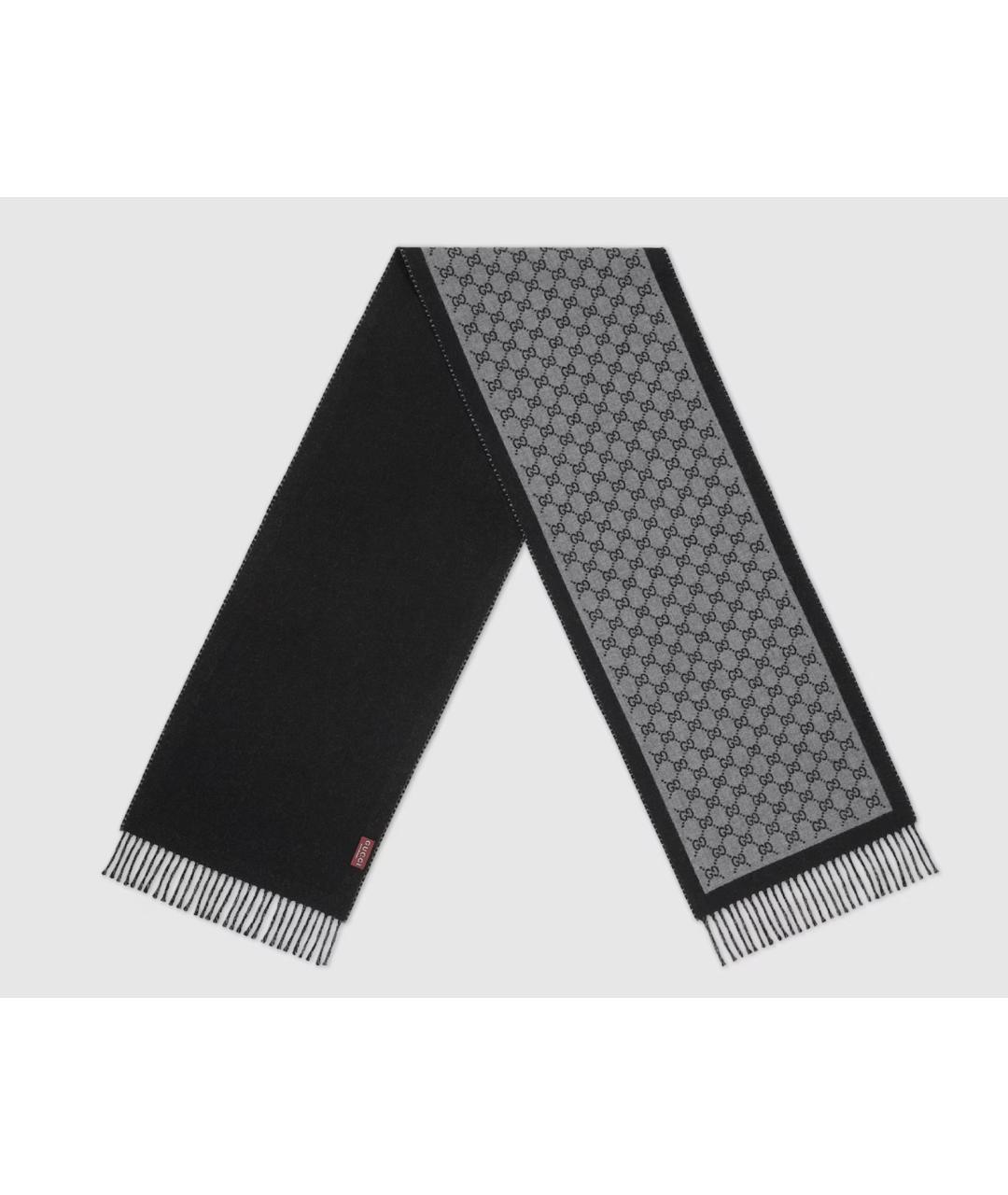 GUCCI Серый шерстяной шарф, фото 2