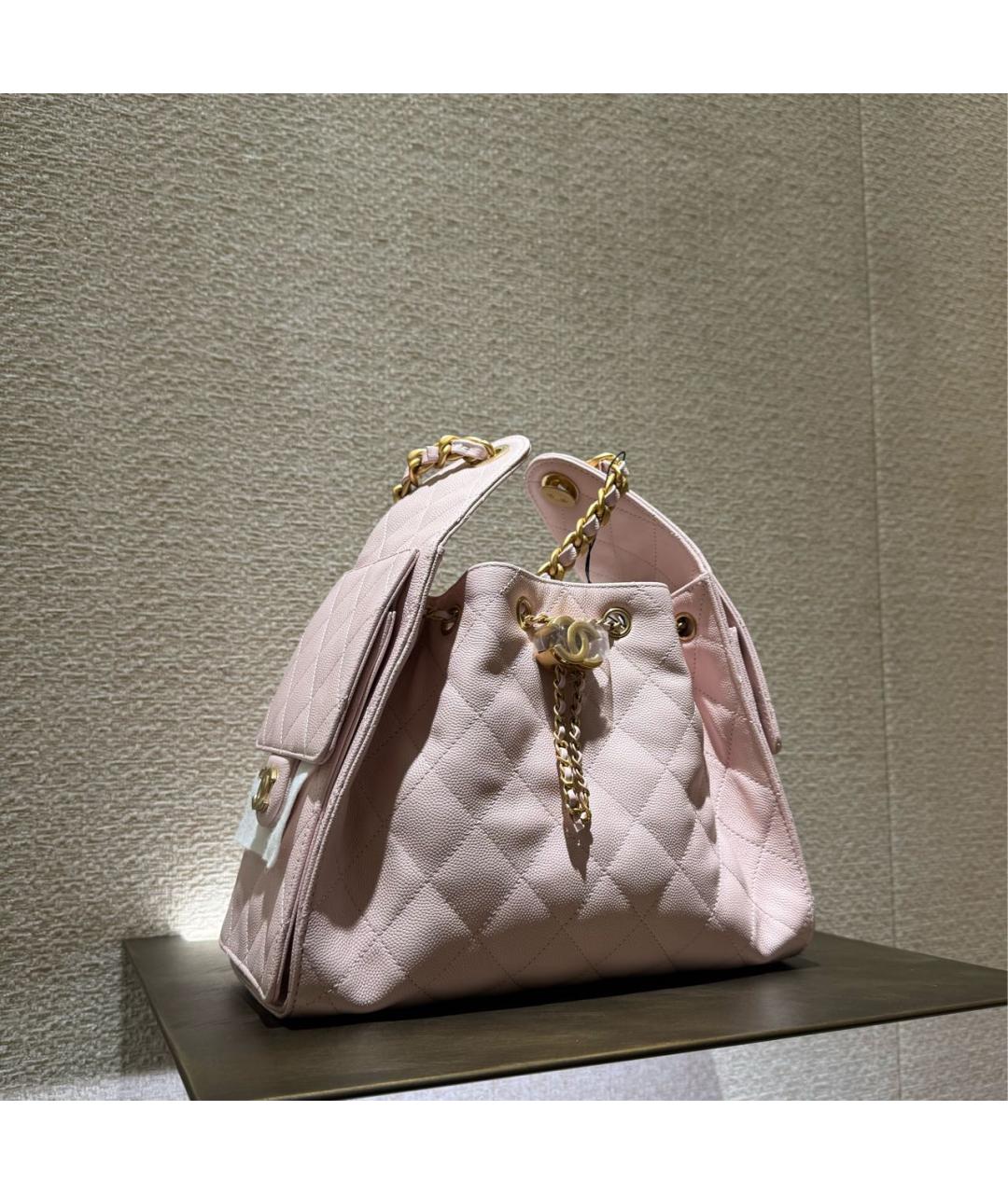 CHANEL Розовая кожаная сумка с короткими ручками, фото 2