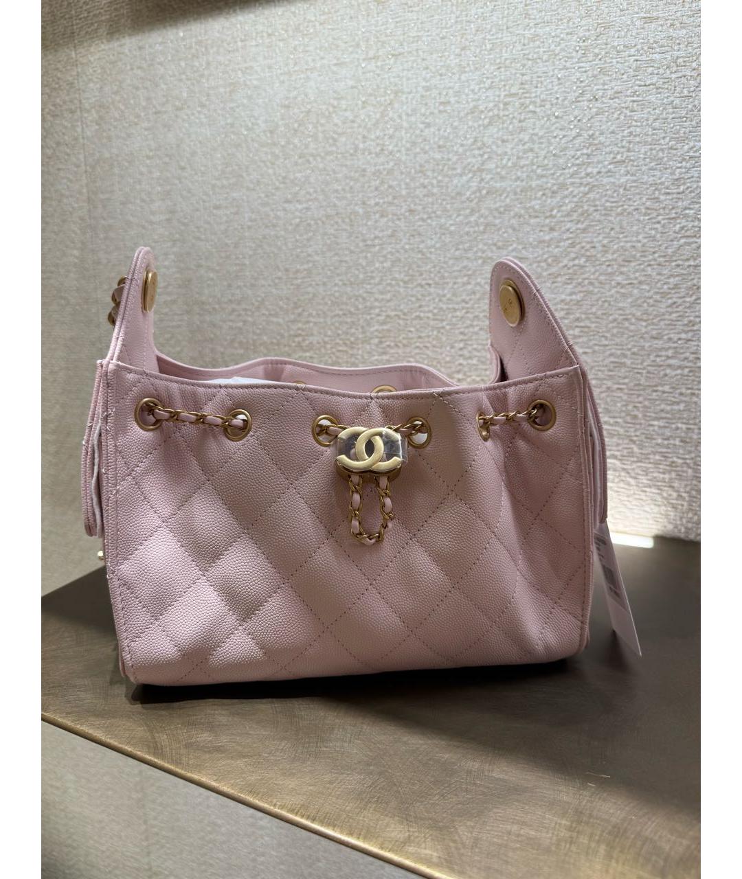 CHANEL Розовая кожаная сумка с короткими ручками, фото 3