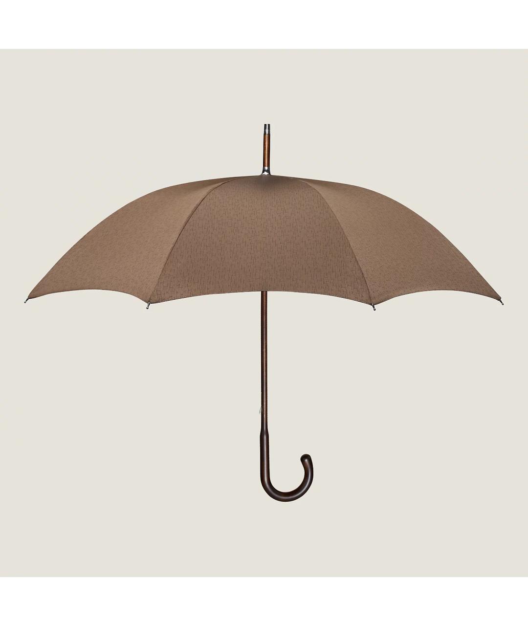 HERMES Коричневый зонт, фото 3