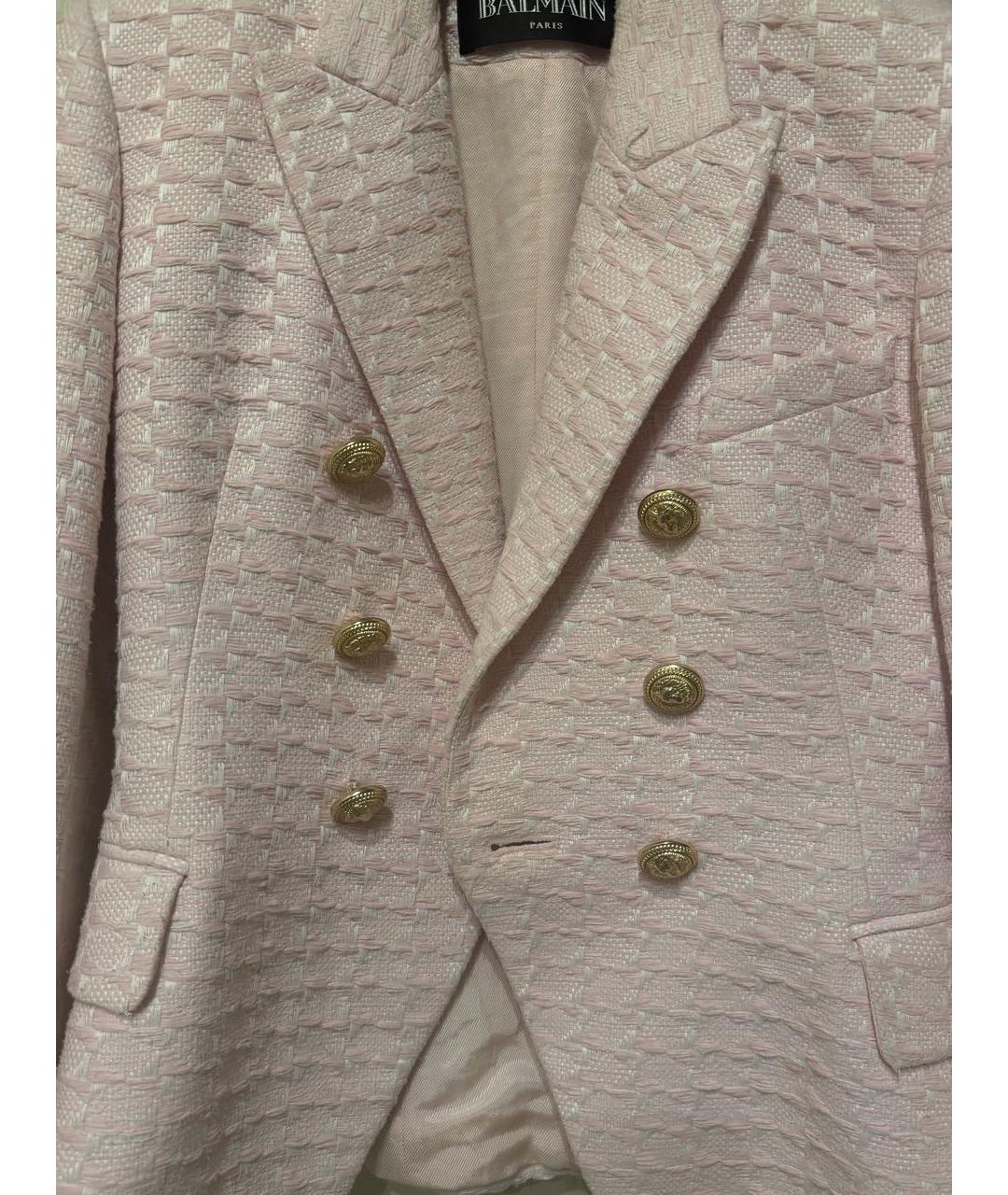 BALMAIN Розовый твидовый жакет/пиджак, фото 2
