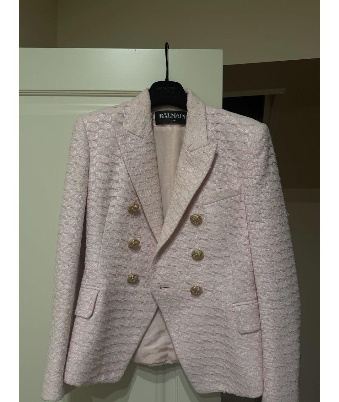 BALMAIN Розовый твидовый жакет/пиджак, фото 5
