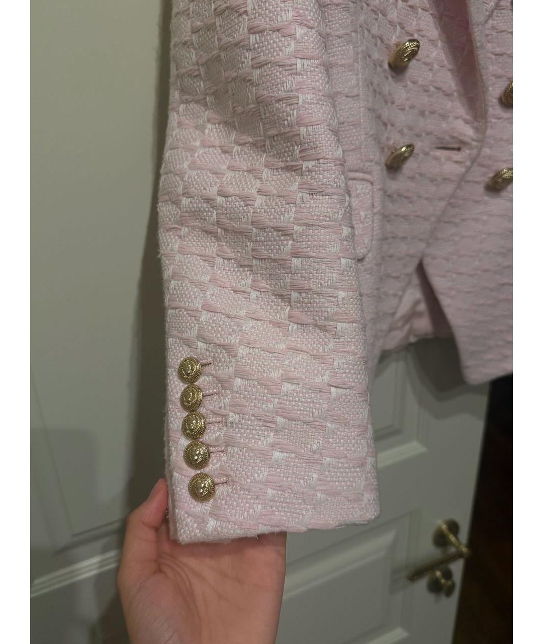 BALMAIN Розовый твидовый жакет/пиджак, фото 4