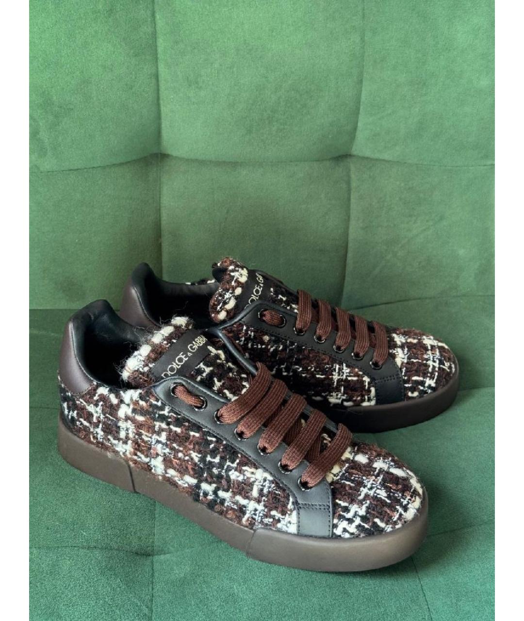 DOLCE&GABBANA Коричневые текстильные кеды, фото 6