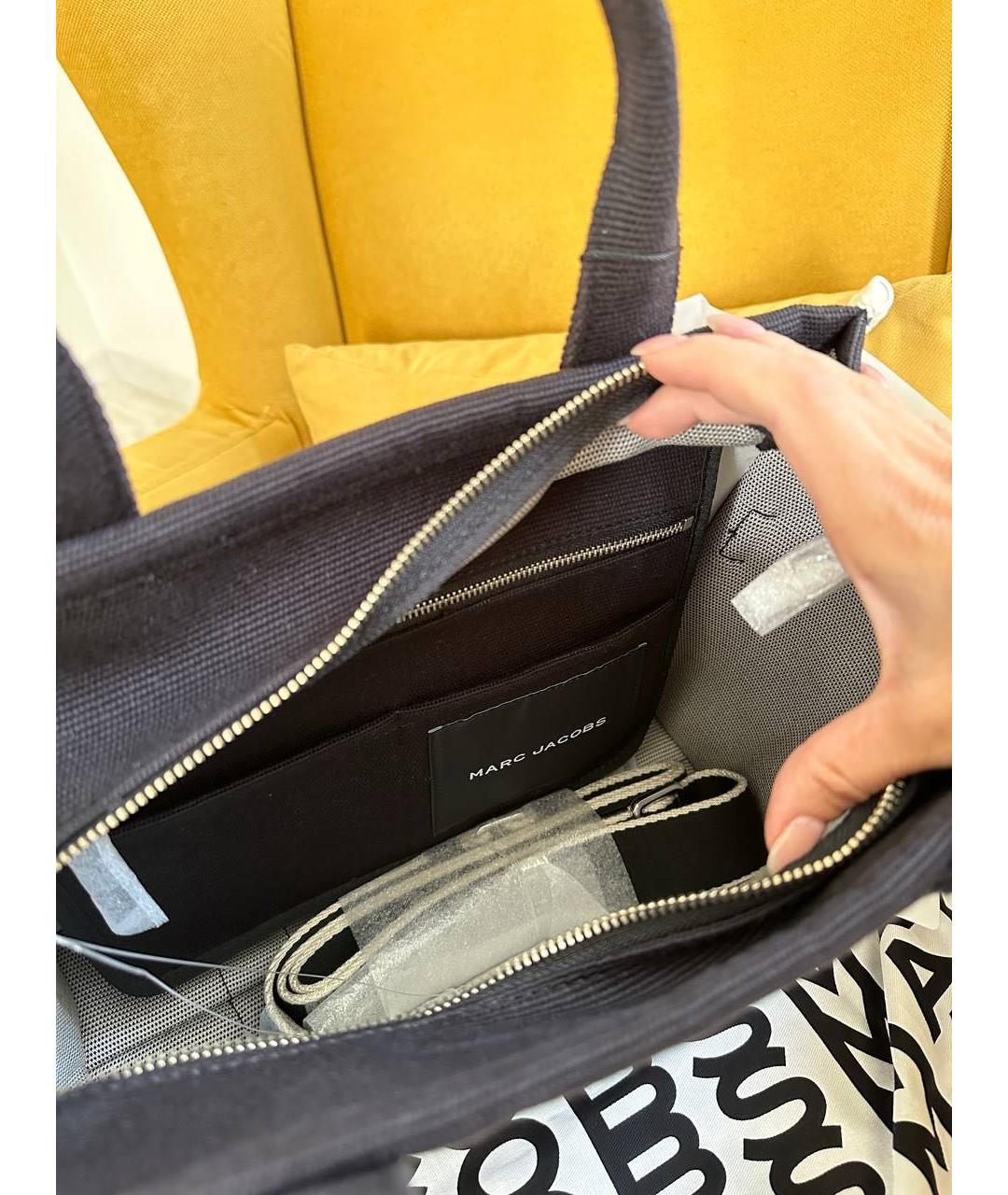 MARC JACOBS Черная тканевая сумка с короткими ручками, фото 4