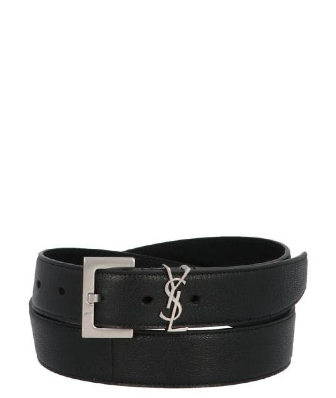 SAINT LAURENT Черный кожаный ремень, фото 1
