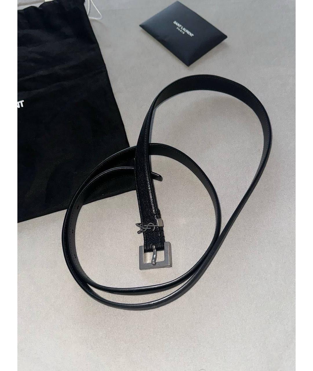SAINT LAURENT Черный кожаный ремень, фото 2