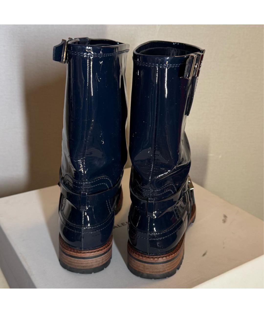 CHRISTIAN DIOR Темно-синие полусапоги из лакированной кожи, фото 4