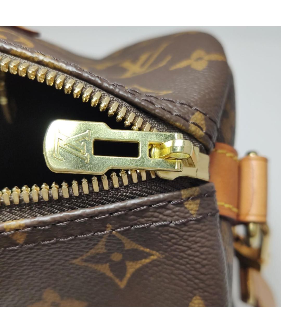 LOUIS VUITTON Коричневая кожаная сумка с короткими ручками, фото 6