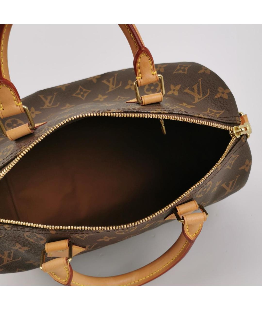 LOUIS VUITTON Коричневая кожаная сумка с короткими ручками, фото 4