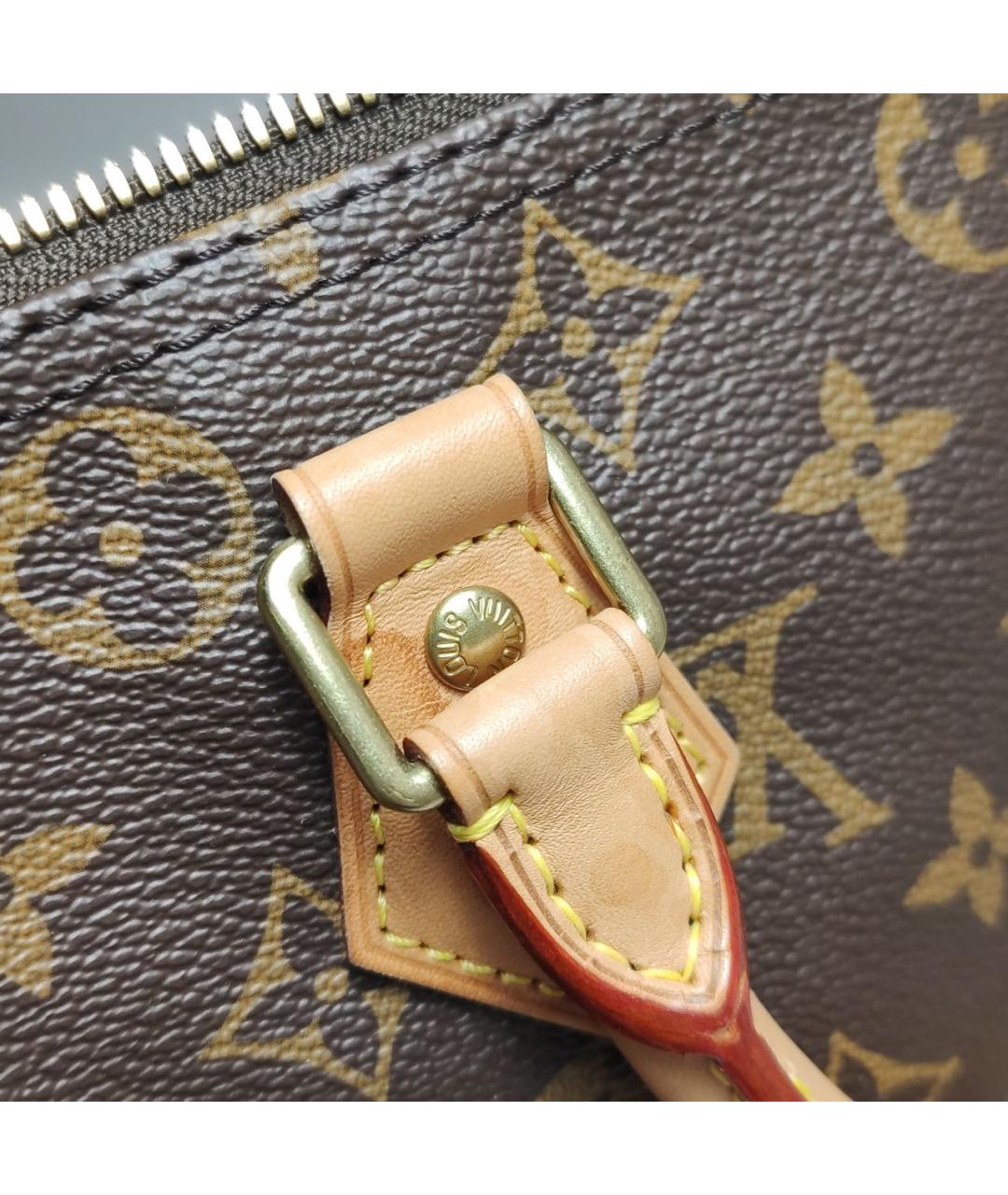 LOUIS VUITTON Коричневая кожаная сумка с короткими ручками, фото 5