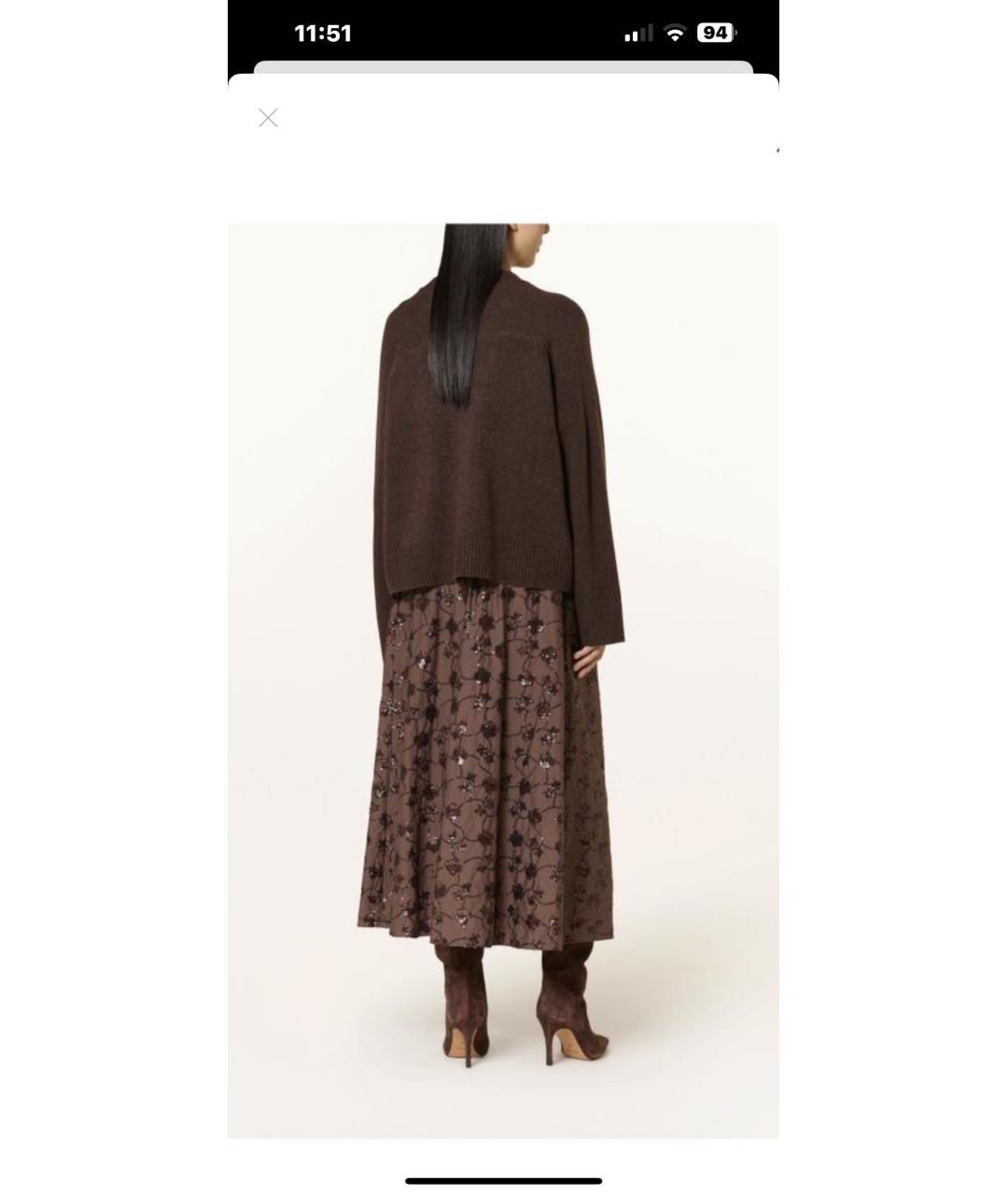 WEEKEND MAX MARA Коричневая хлопковая юбка миди, фото 3