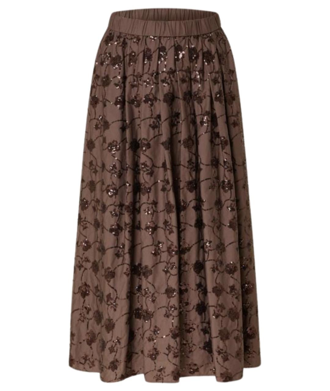 WEEKEND MAX MARA Коричневая хлопковая юбка миди, фото 1