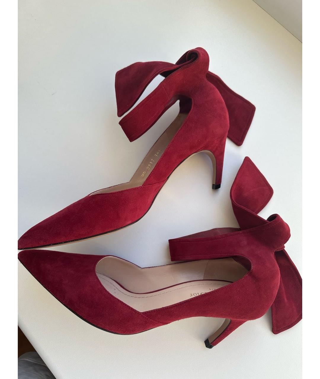 CHRISTIAN DIOR Бордовые замшевые лодочки на низком каблуке, фото 3