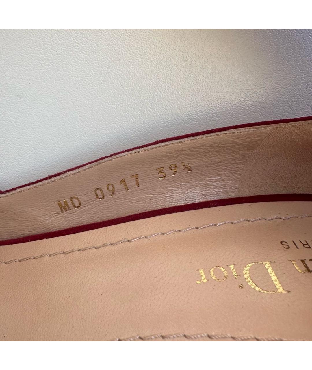 CHRISTIAN DIOR Бордовые замшевые лодочки на низком каблуке, фото 6