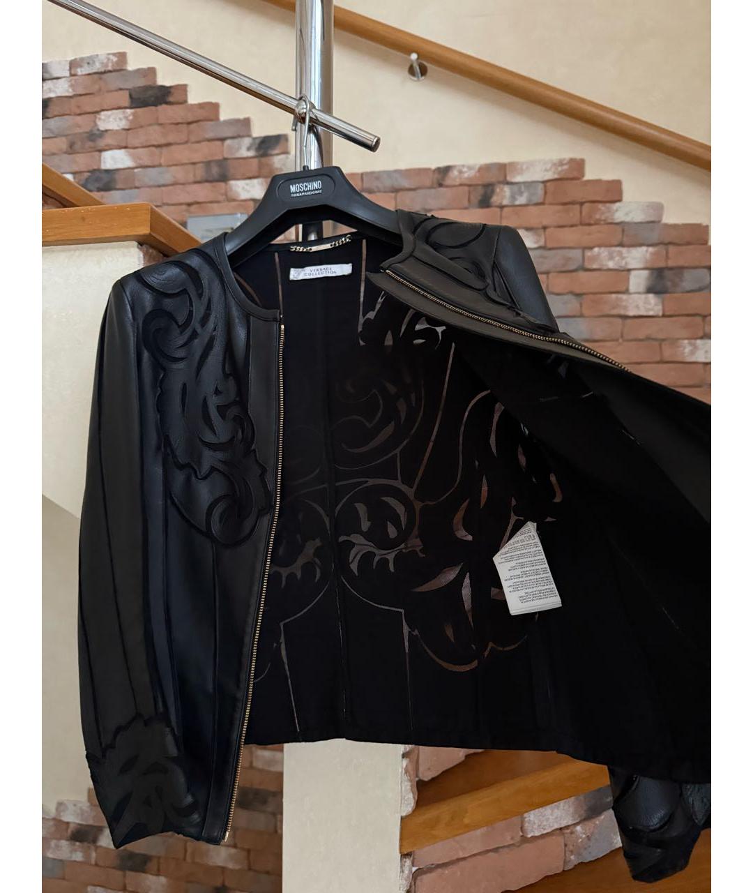 VERSACE COLLECTION Черная кожаная куртка, фото 5
