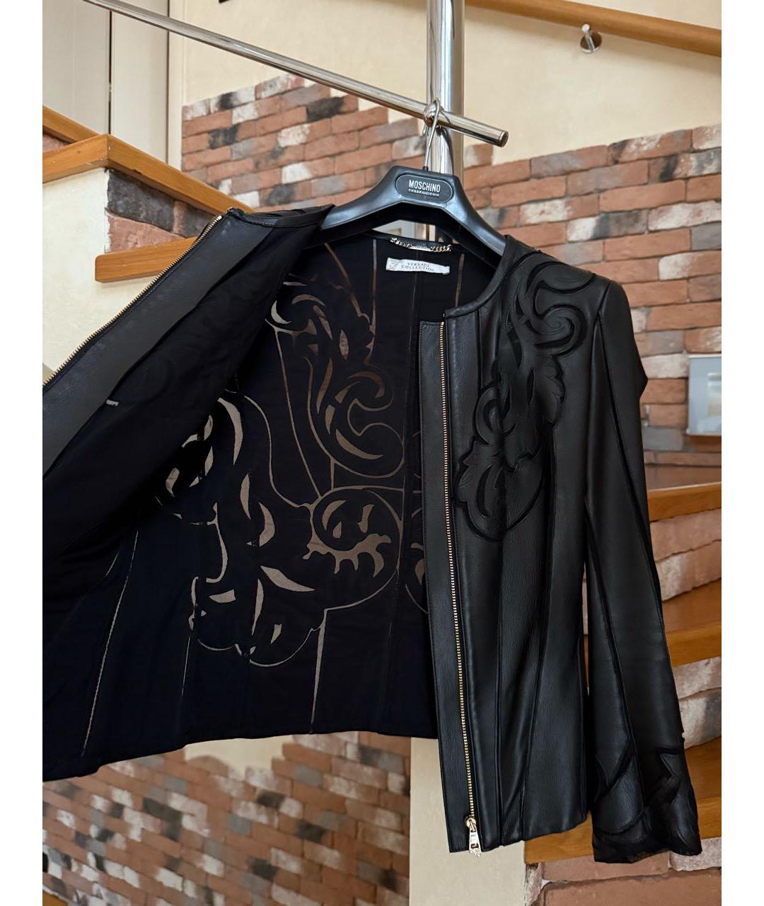 VERSACE COLLECTION Черная кожаная куртка, фото 4