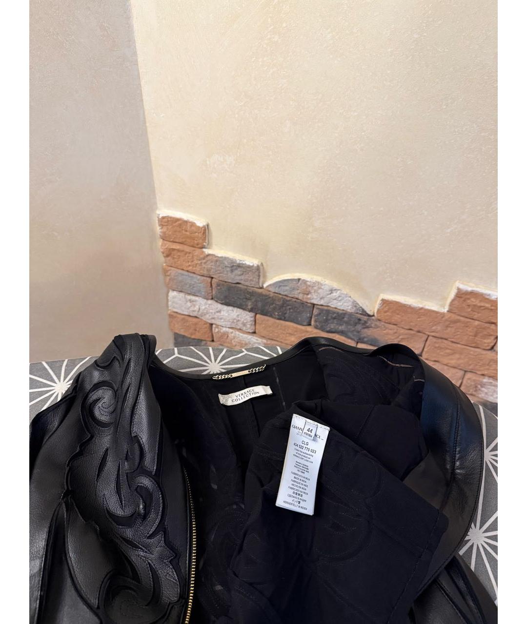 VERSACE COLLECTION Черная кожаная куртка, фото 8