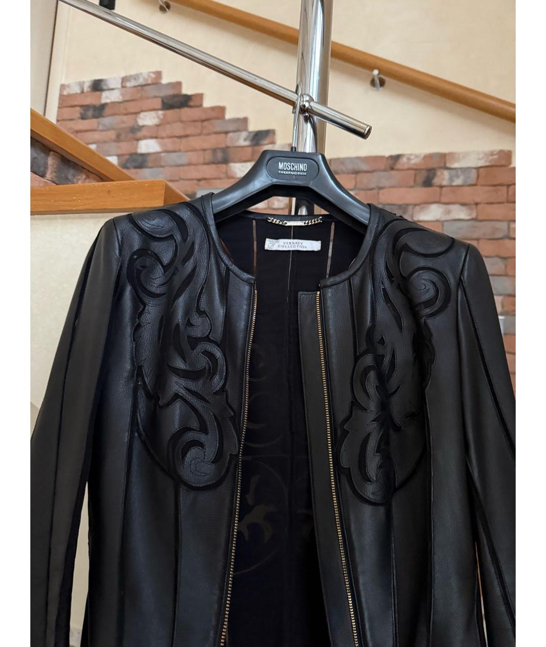 VERSACE COLLECTION Черная кожаная куртка, фото 2