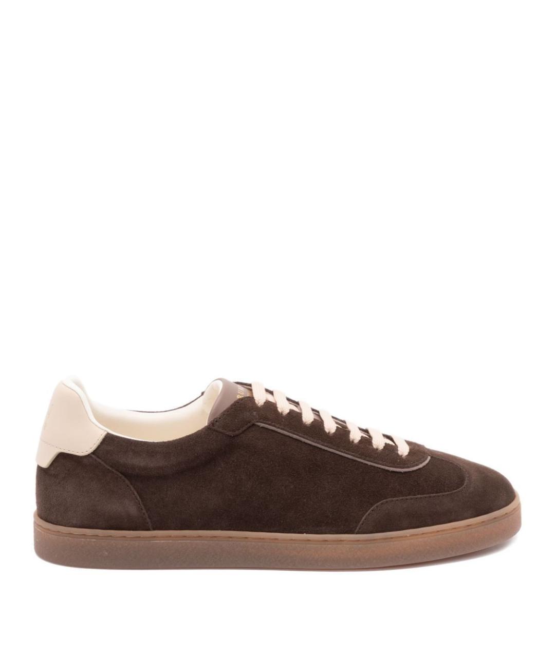 BRUNELLO CUCINELLI Коричневые кожаные низкие кроссовки / кеды, фото 1