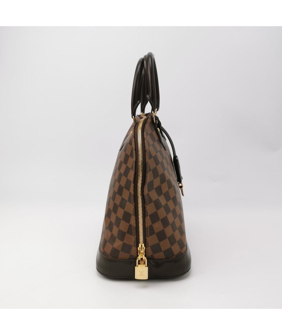 LOUIS VUITTON Коричневая кожаная сумка с короткими ручками, фото 3