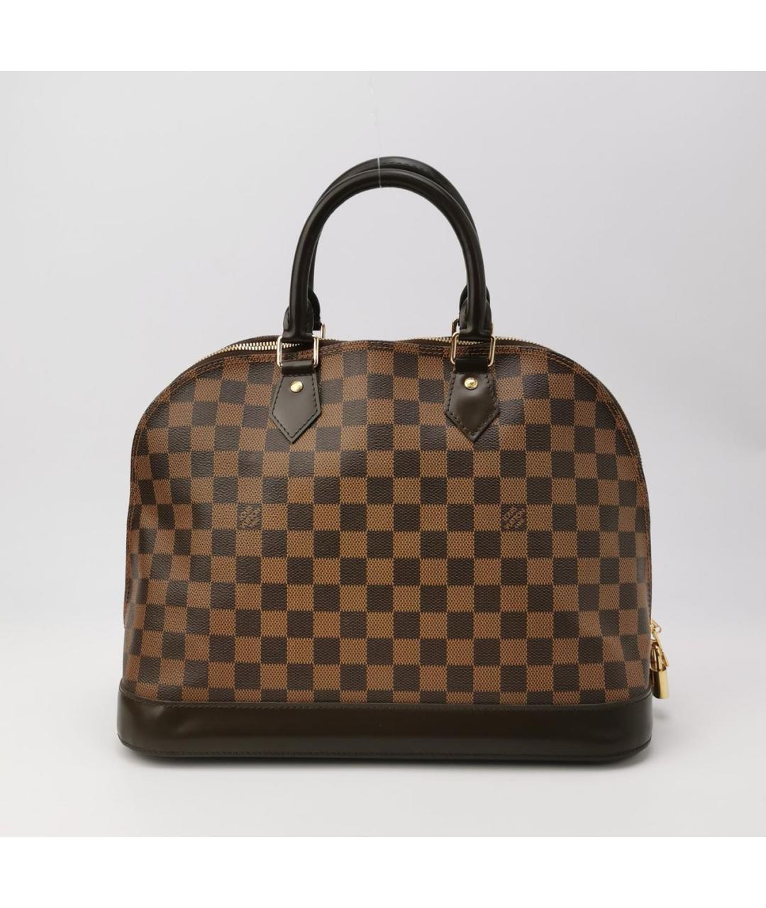 LOUIS VUITTON Коричневая кожаная сумка с короткими ручками, фото 4