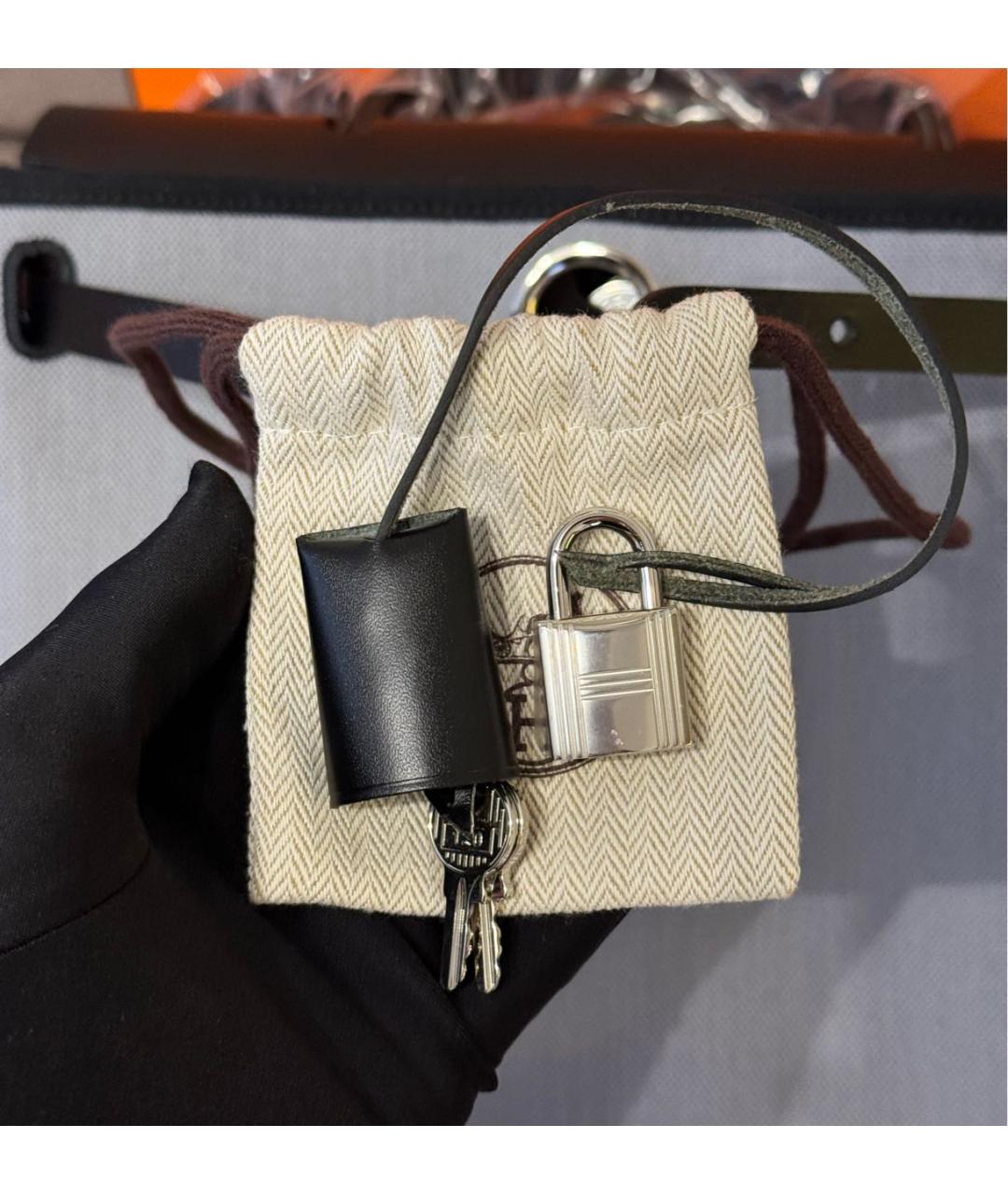 HERMES Серая тканевая сумка через плечо, фото 8