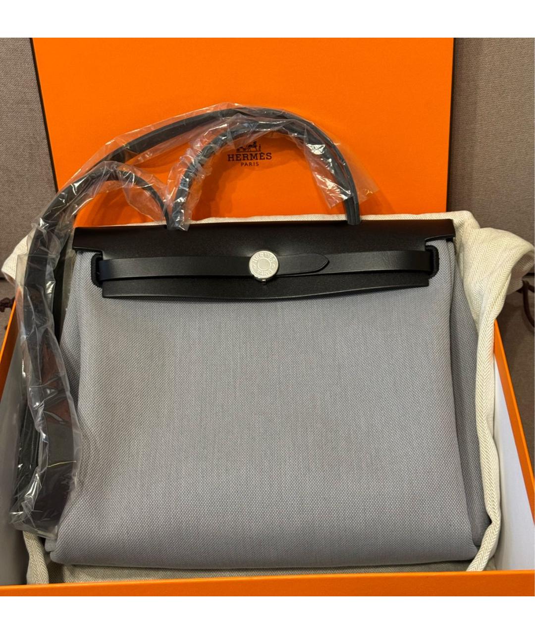 HERMES Серая тканевая сумка через плечо, фото 2