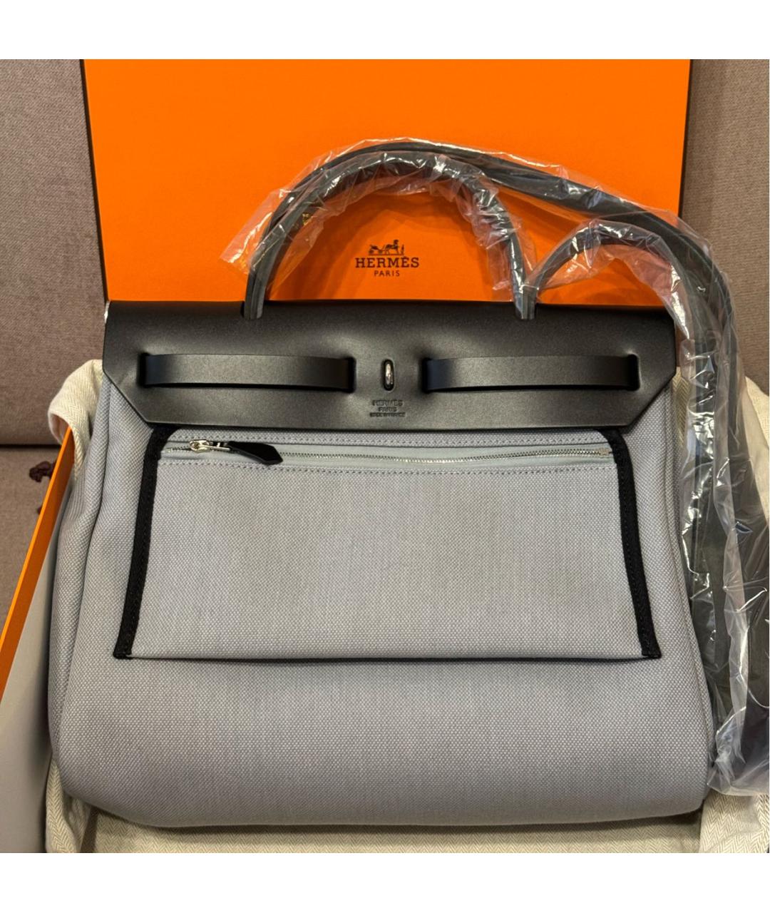 HERMES Серая тканевая сумка через плечо, фото 3