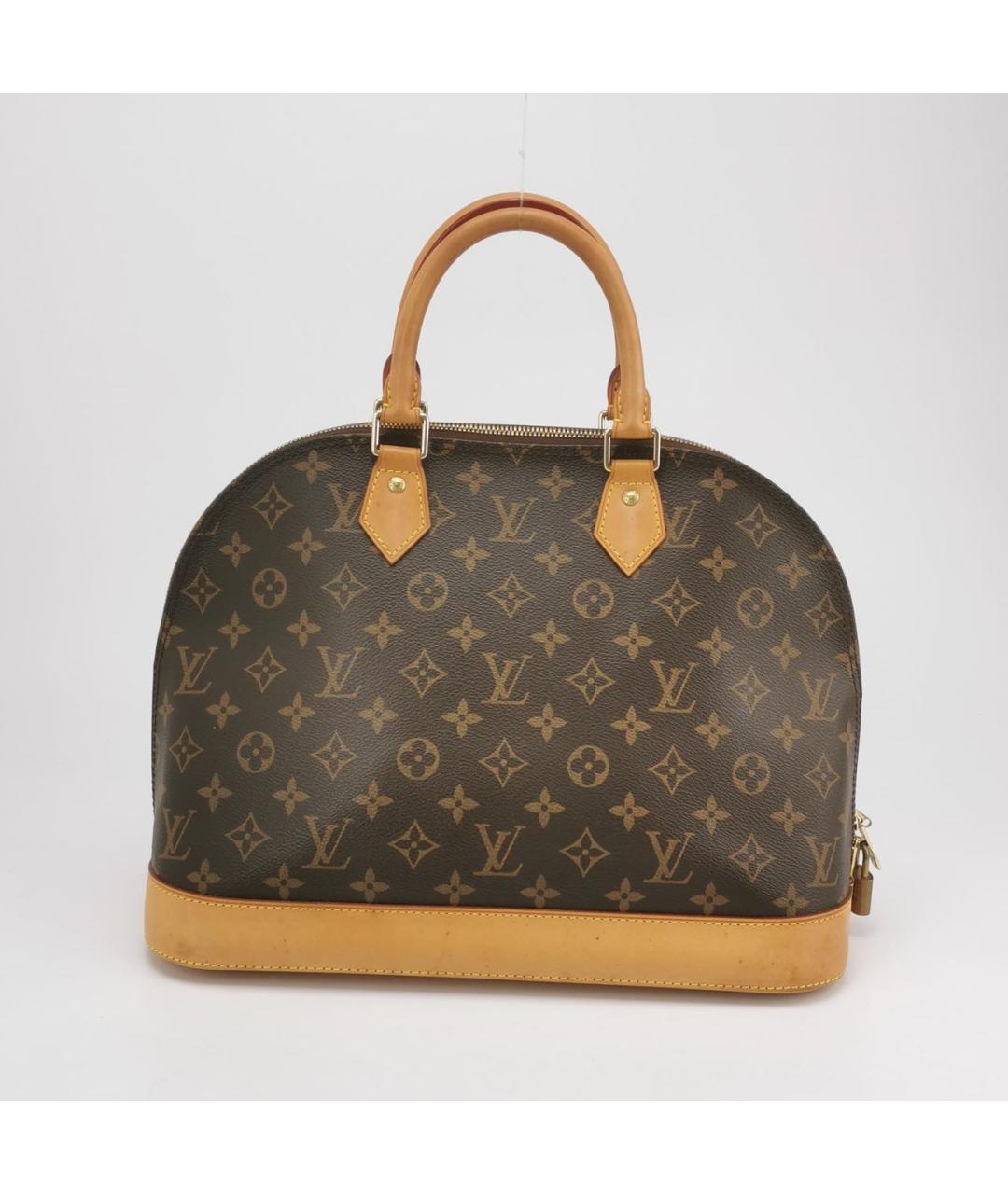 LOUIS VUITTON Коричневая кожаная сумка с короткими ручками, фото 4