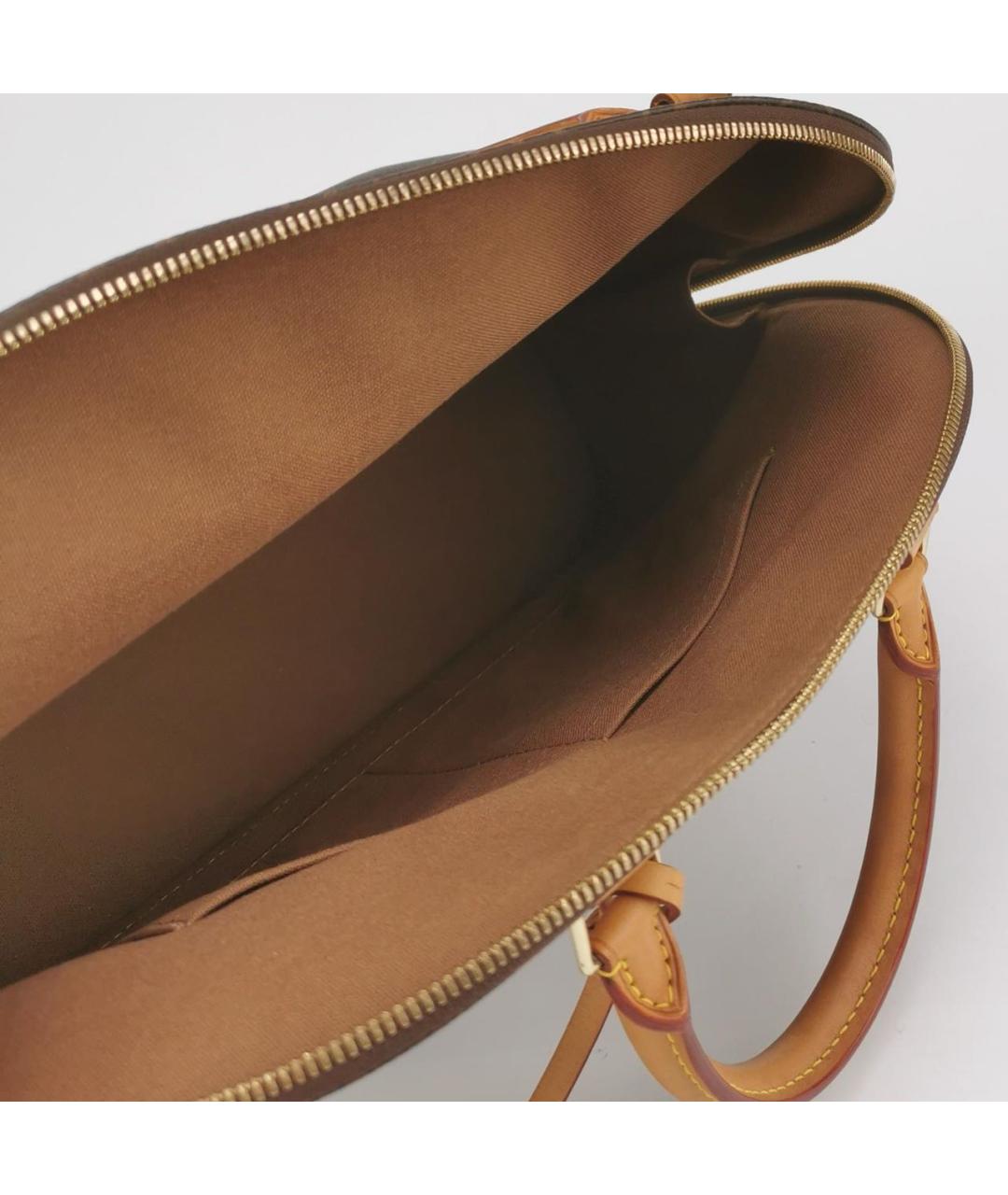 LOUIS VUITTON Коричневая кожаная сумка с короткими ручками, фото 6