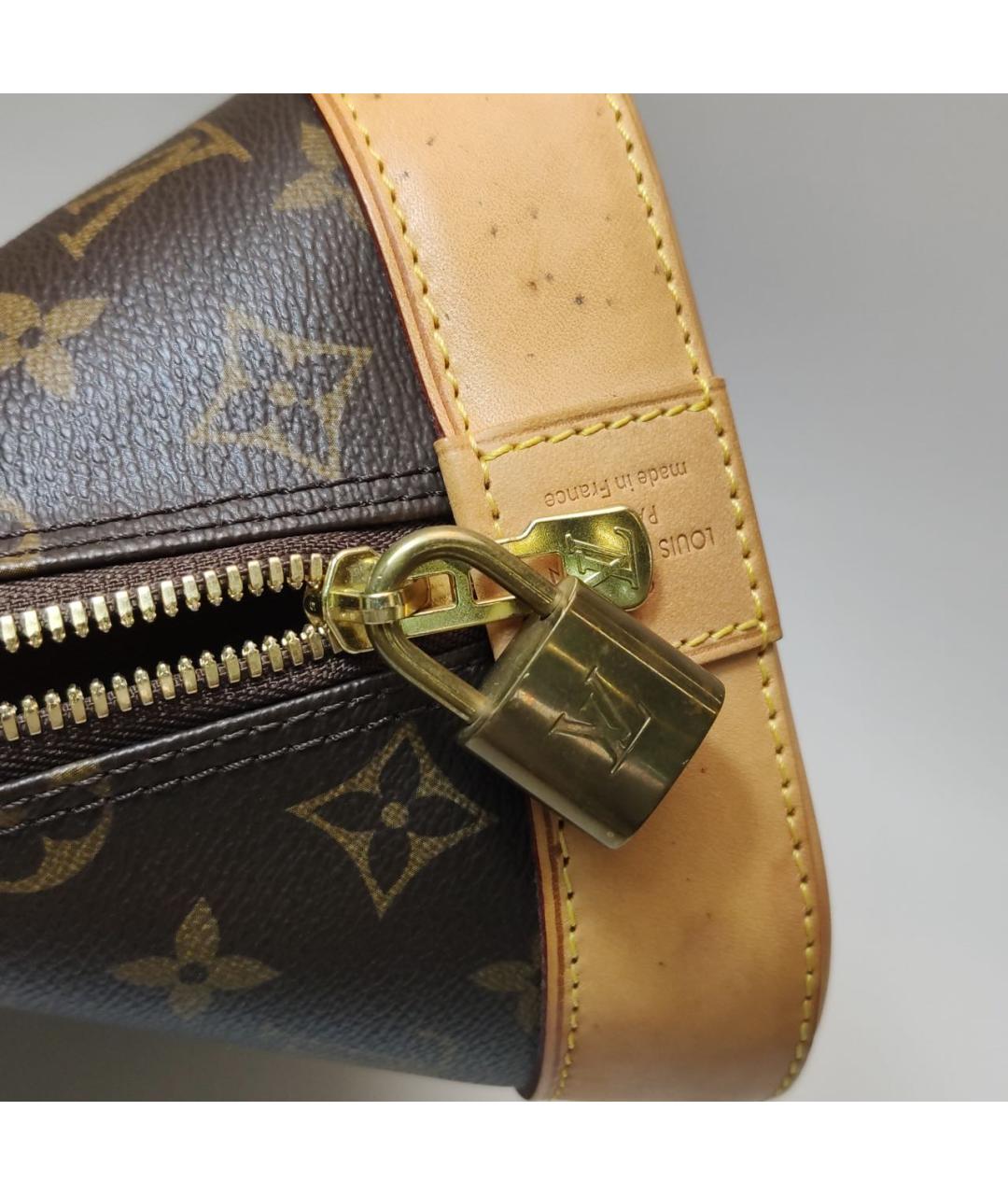 LOUIS VUITTON Коричневая кожаная сумка с короткими ручками, фото 7