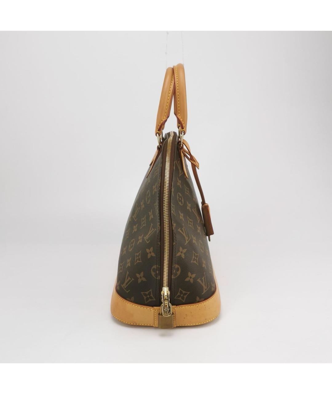 LOUIS VUITTON Коричневая кожаная сумка с короткими ручками, фото 3