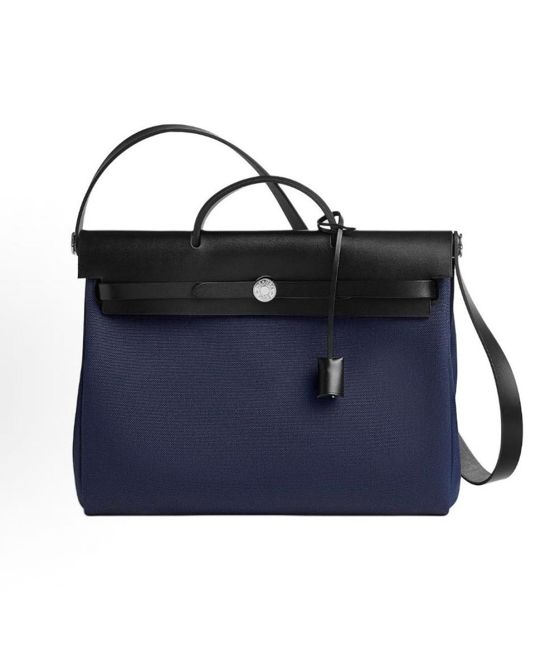 HERMES Темно-синяя кожаная сумка с короткими ручками, фото 1