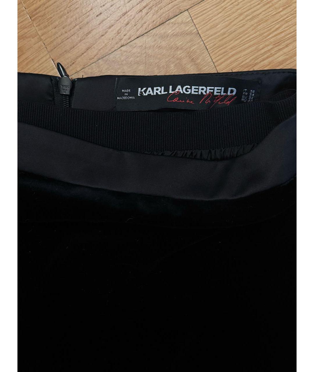 KARL LAGERFELD Черная хлопковая юбка миди, фото 3